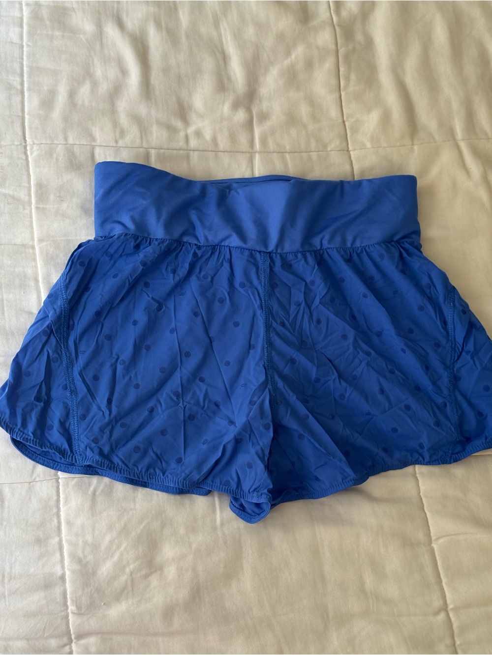 Fabletics Women’s Blue Polka Dot Fold-Over Athletic Shorts